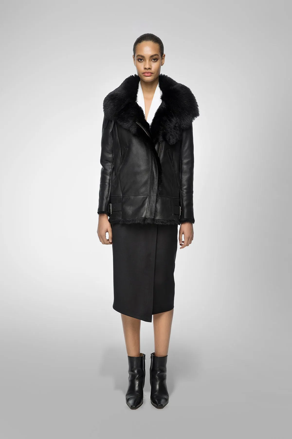 Paige - Black Shearling Jacket