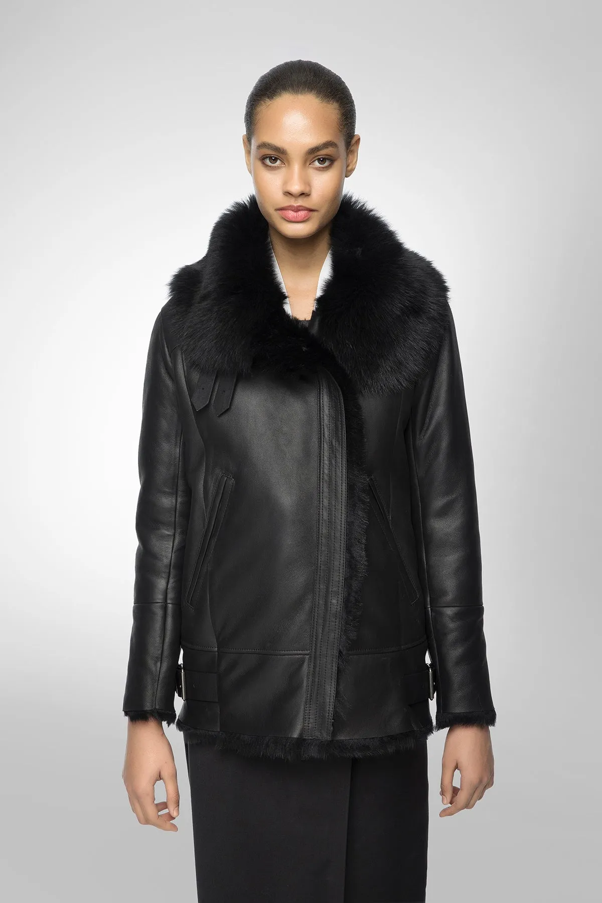 Paige - Black Shearling Jacket