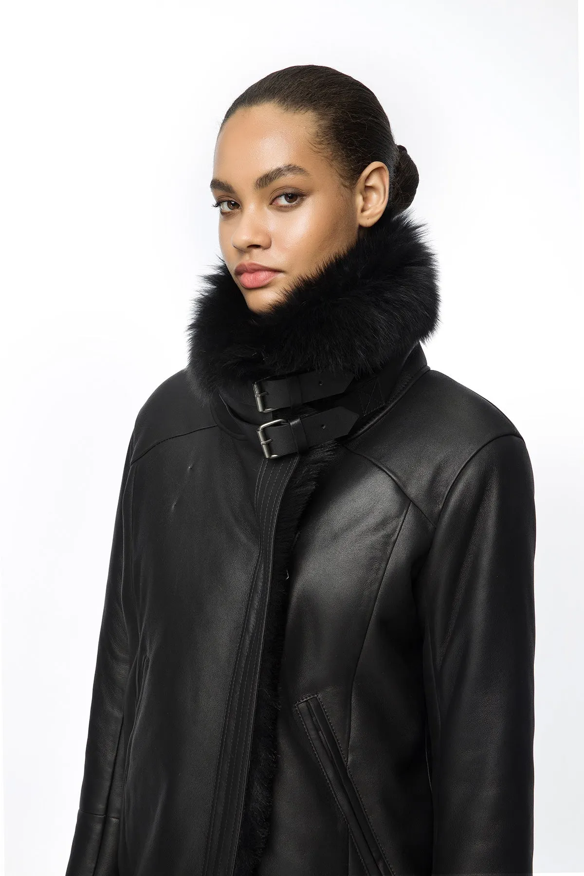Paige - Black Shearling Jacket