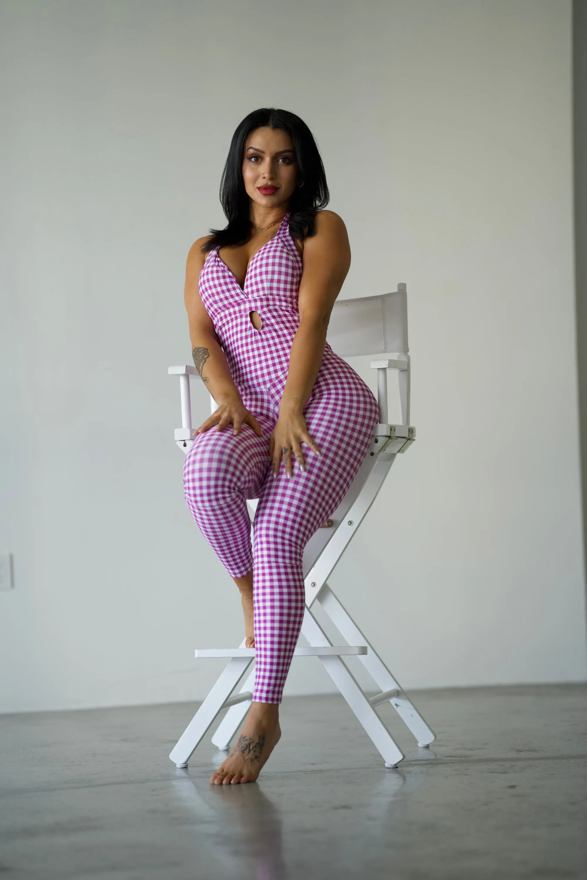 Pink Checker Scrunchy Butt Bodysuit