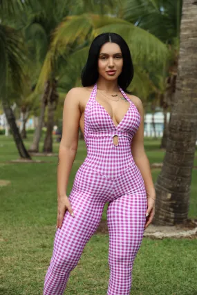 Pink Checker Scrunchy Butt Bodysuit