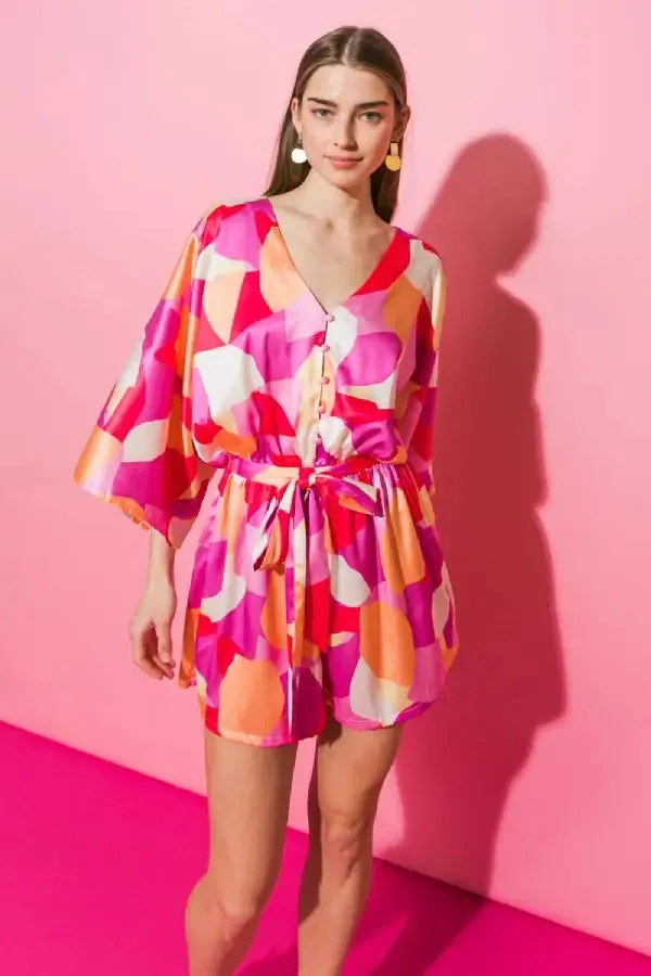 PRINTED SATIN ROMPER