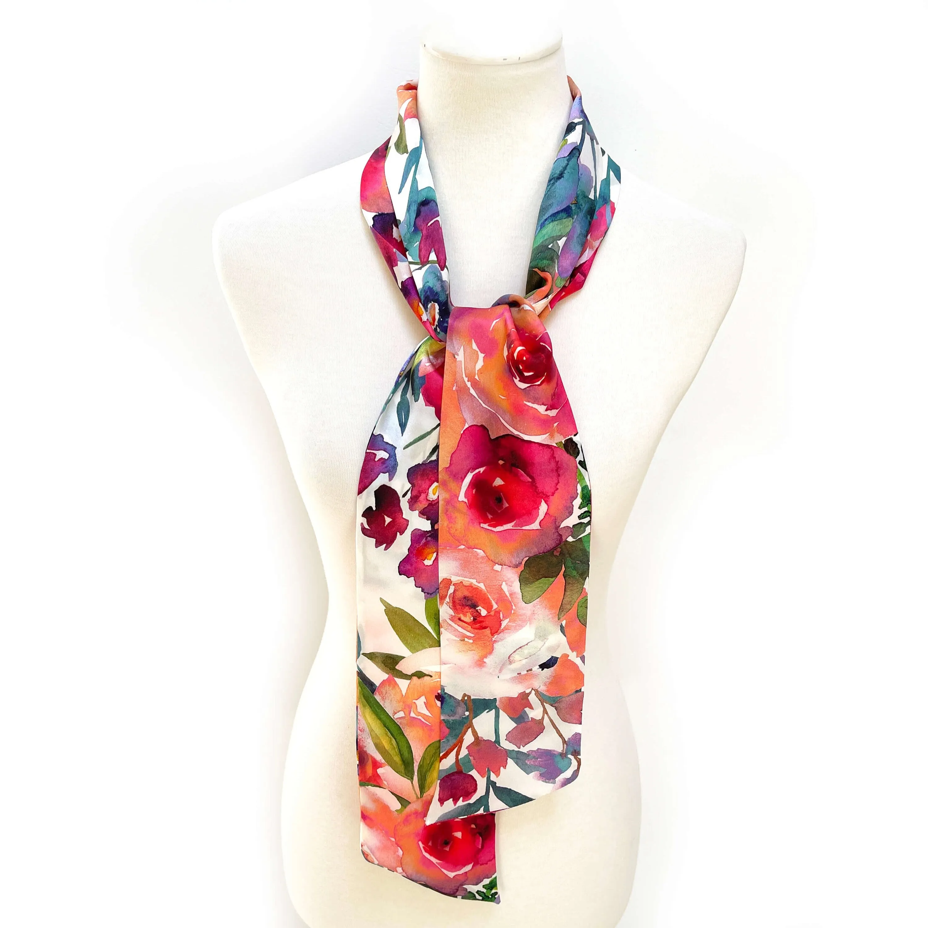 Pure Silk Scarf MultiWatercolor, Womans Scarf, Hair Scarf, Neck Scarf, Headband, Designer Scarf, 100% Pure Silk