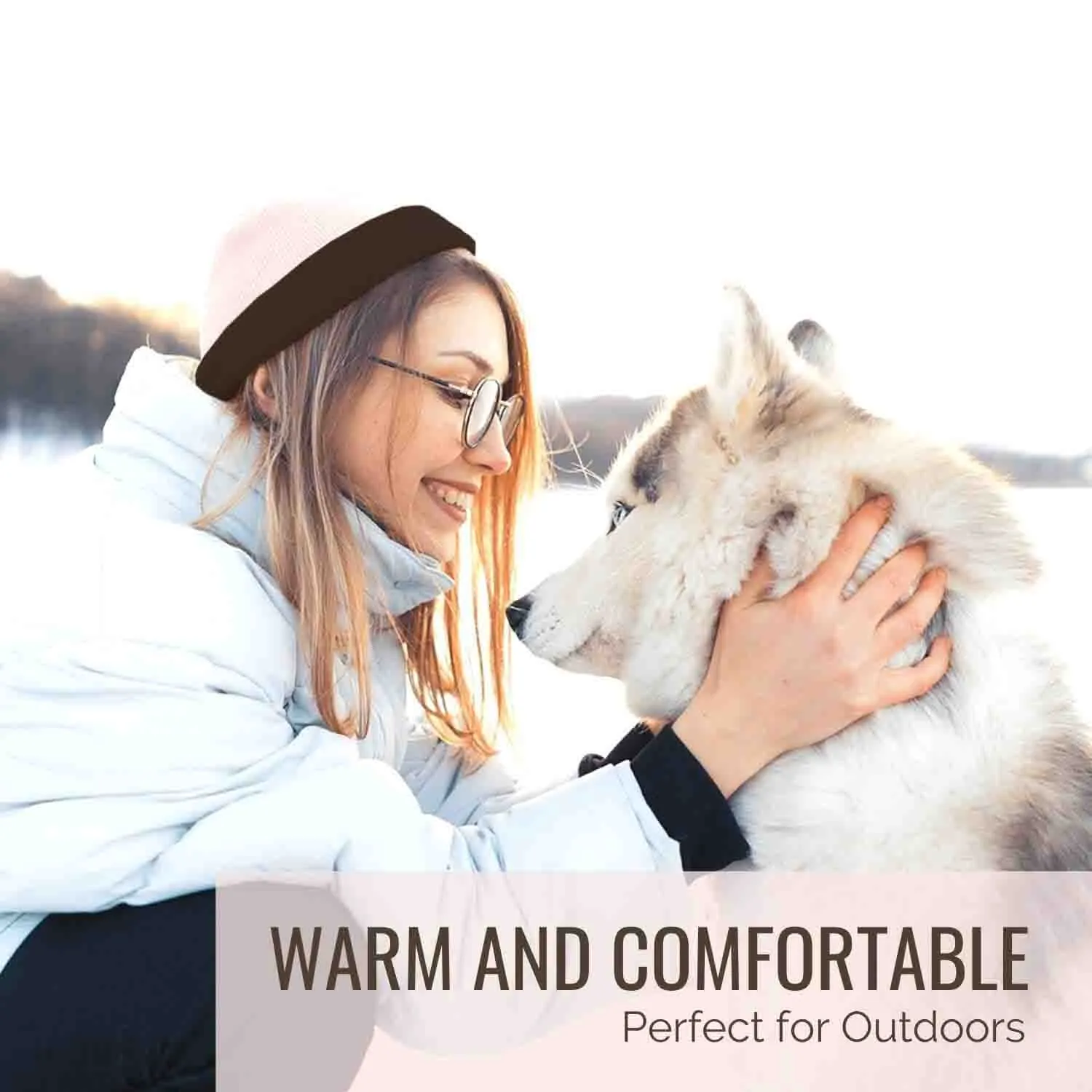 Reversible Beanie Hat (Pink and Brown, Short Brim)