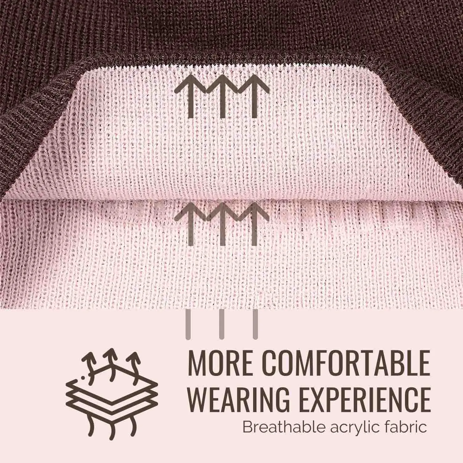 Reversible Beanie Hat (Pink and Brown, Short Brim)