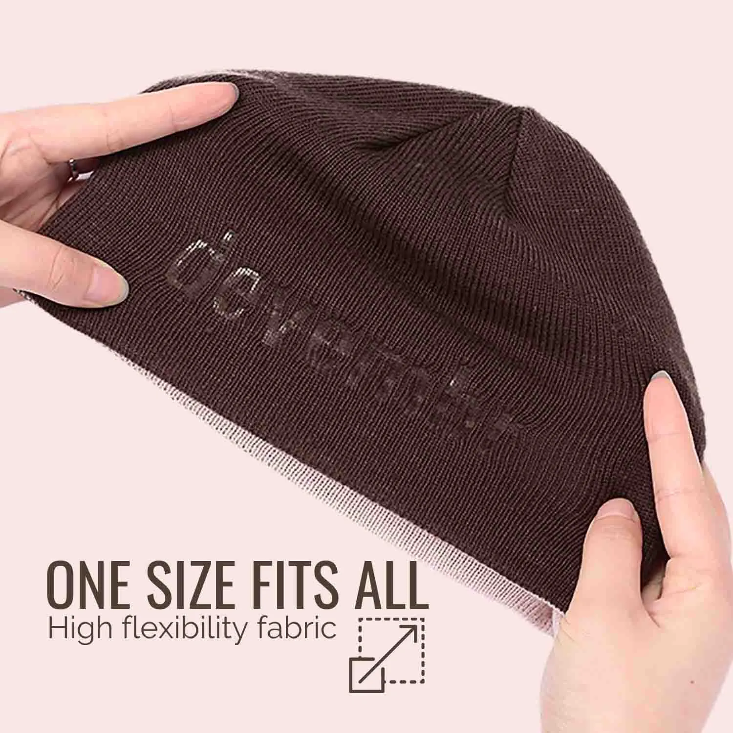 Reversible Beanie Hat (Pink and Brown, Short Brim)