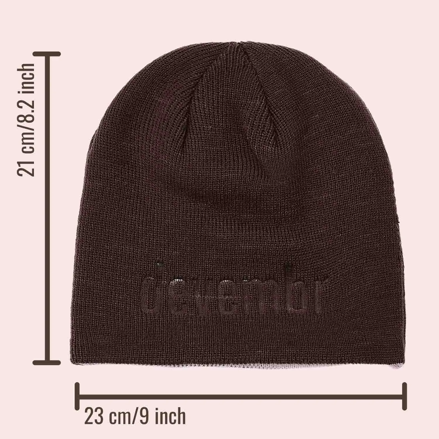 Reversible Beanie Hat (Pink and Brown, Short Brim)