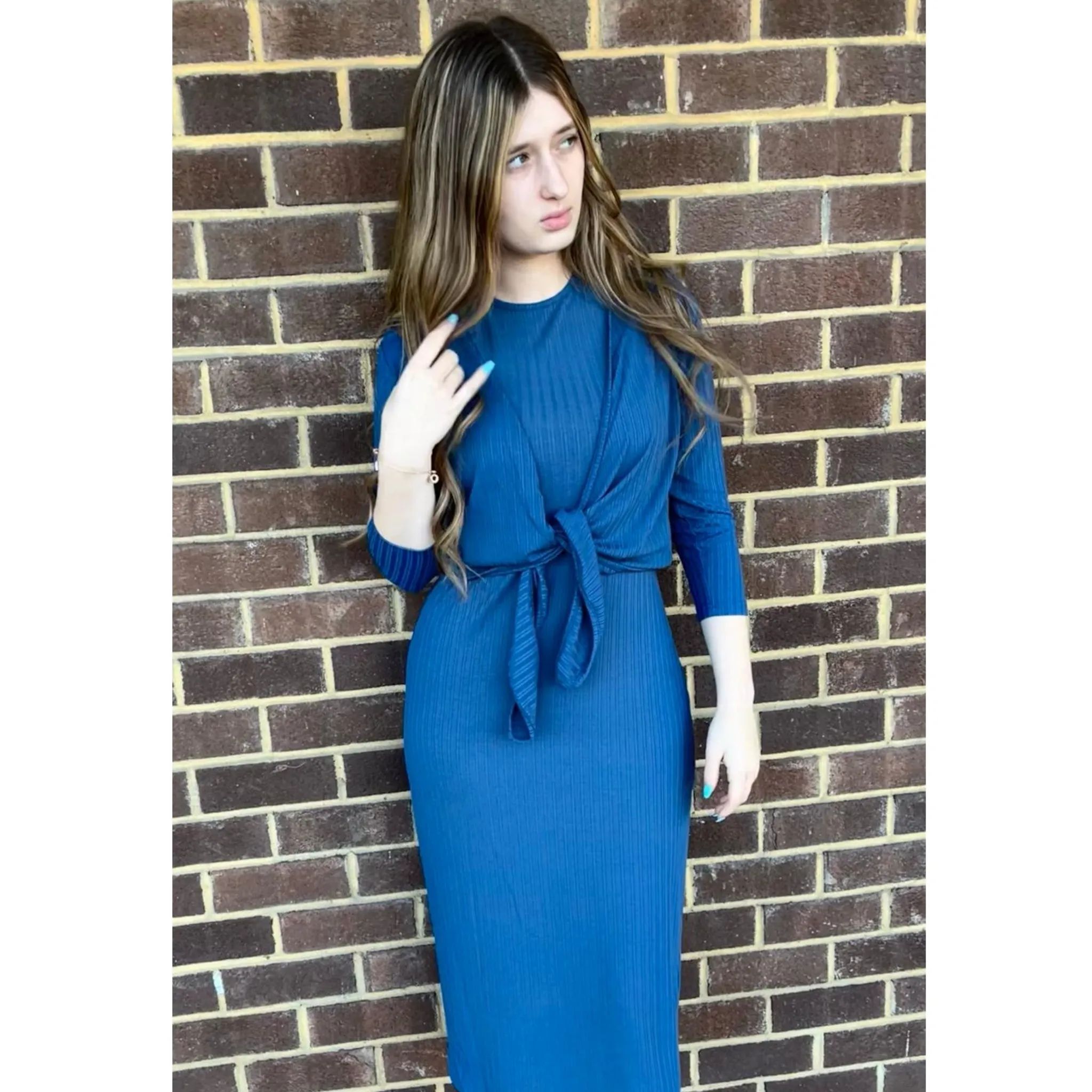 Ribbed Sleeveless Jumper Blue