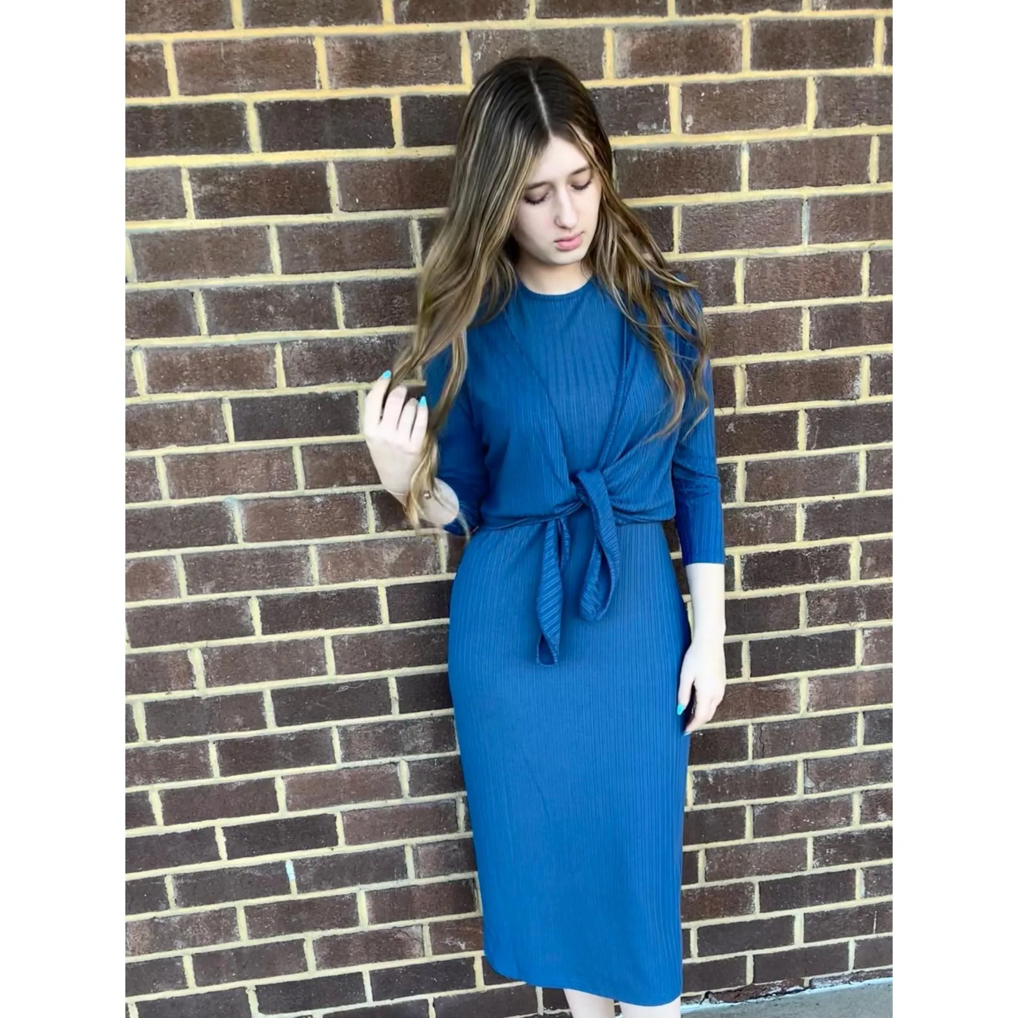 Ribbed Sleeveless Jumper Blue