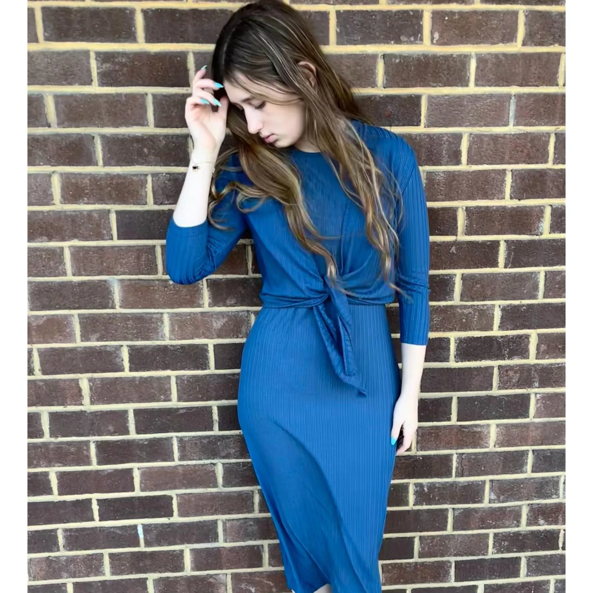 Ribbed Sleeveless Jumper Blue