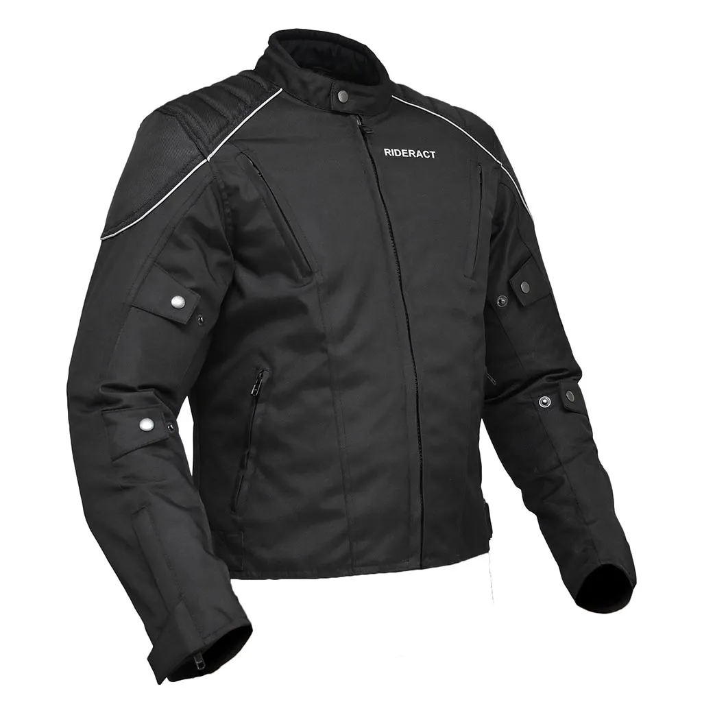 RIDERACT® Waterproof Motorcycle Jacket Cordura Classic Black