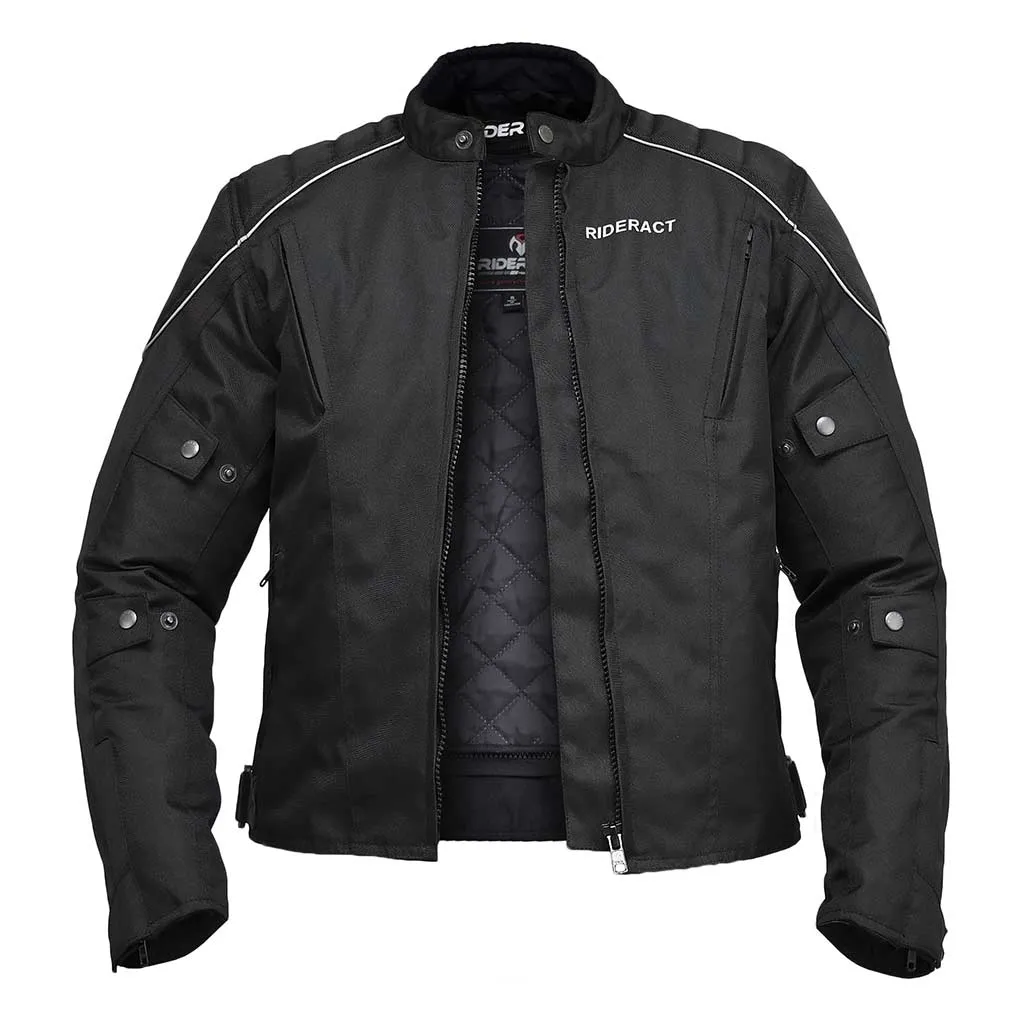 RIDERACT® Waterproof Motorcycle Jacket Cordura Classic Black