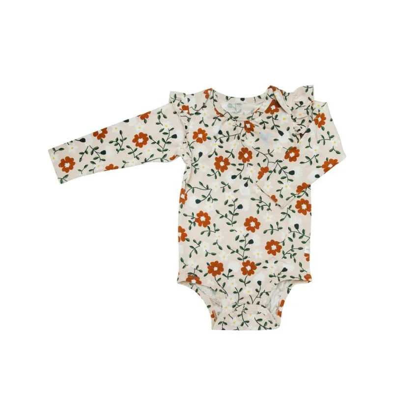 Ruffle Long Sleeve Bodysuit in Tencel