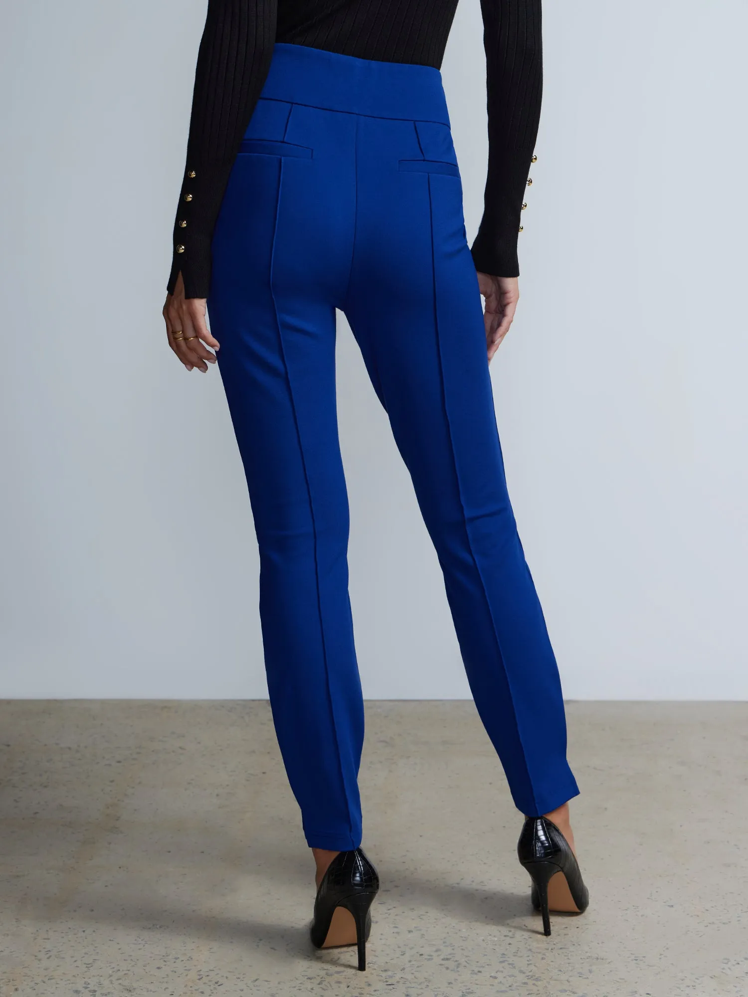 Seamed Front Zip Pocket High-Rise Pants