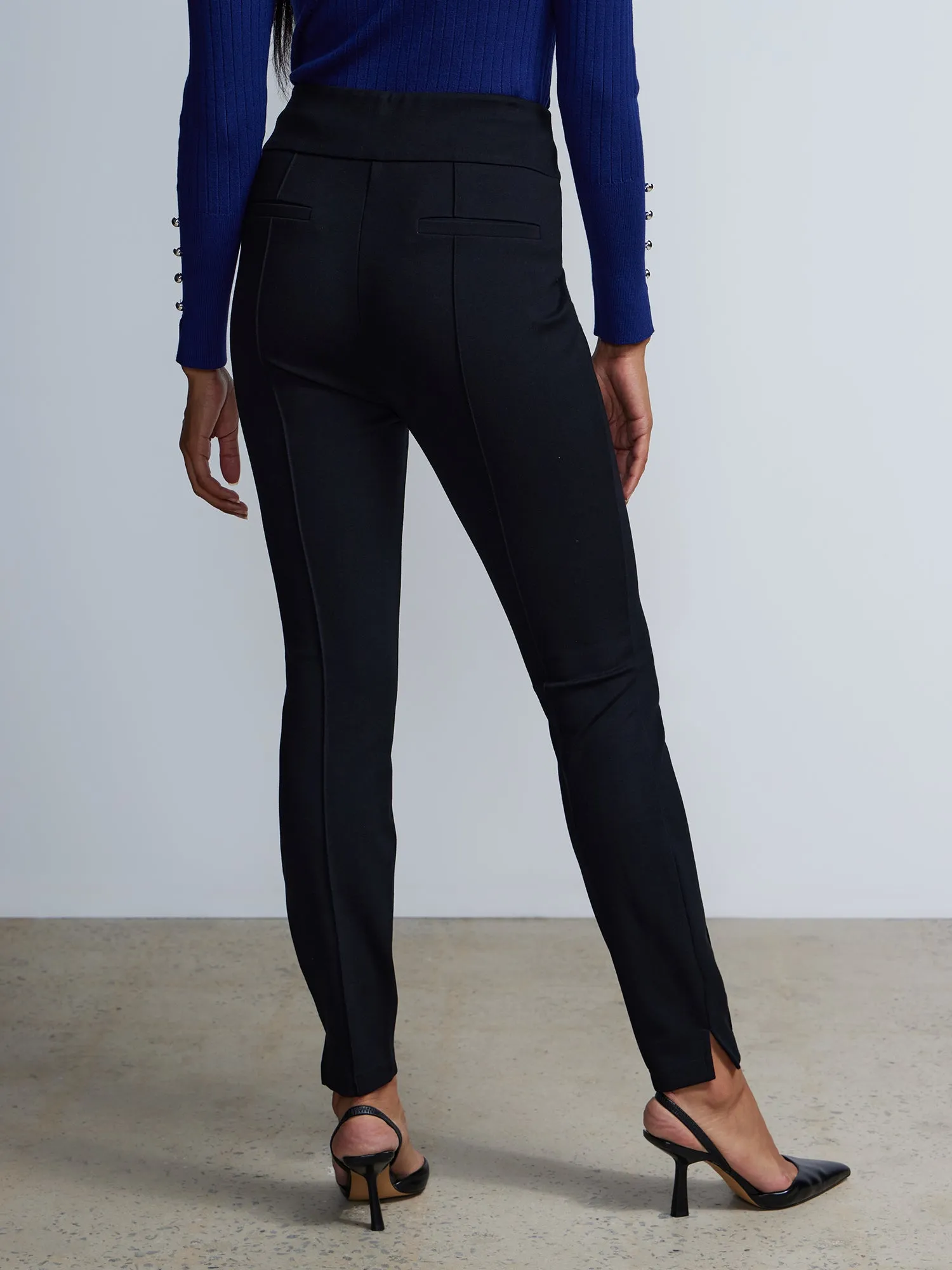 Seamed Front Zip Pocket High-Rise Pants