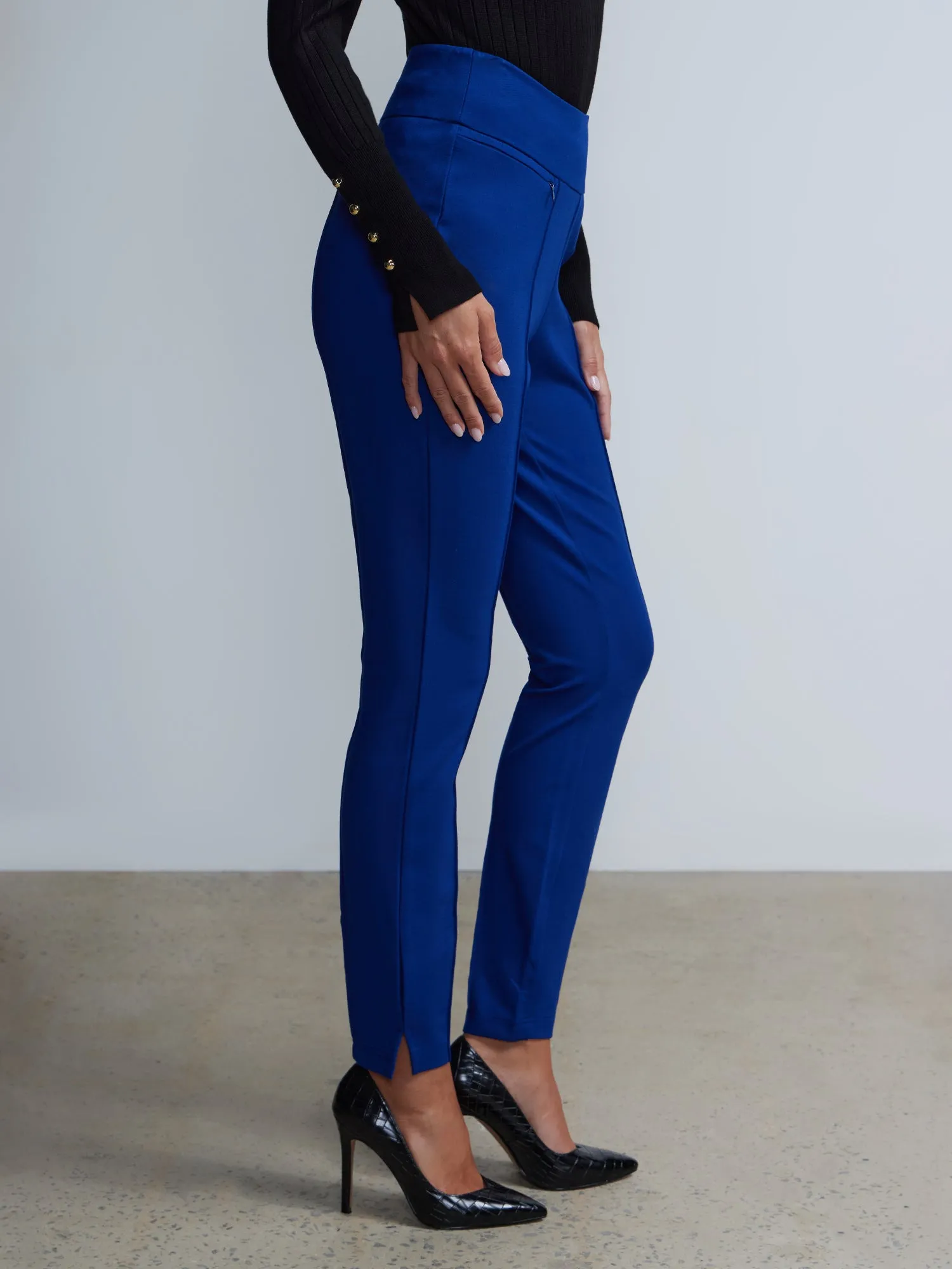 Seamed Front Zip Pocket High-Rise Pants