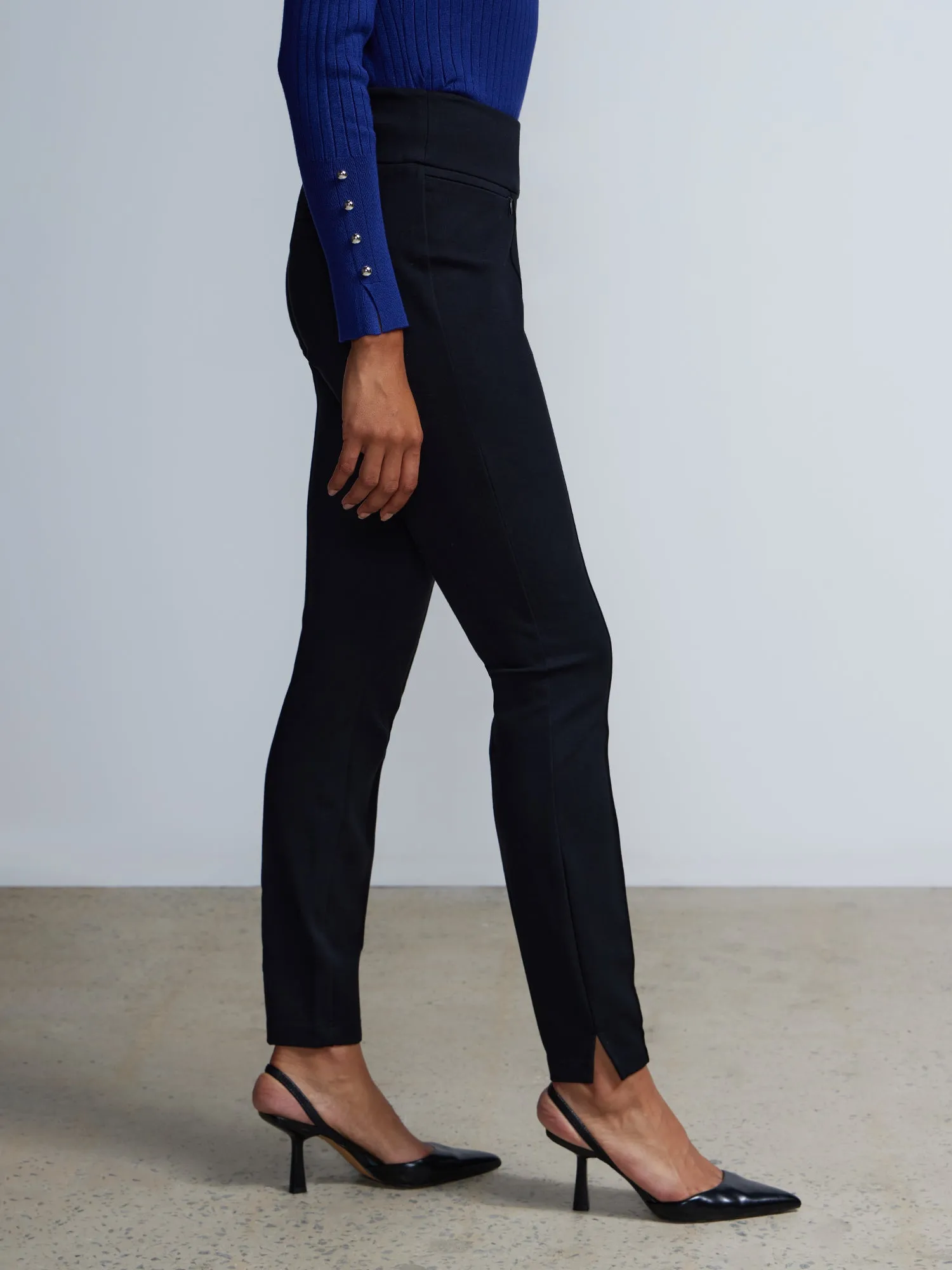 Seamed Front Zip Pocket High-Rise Pants