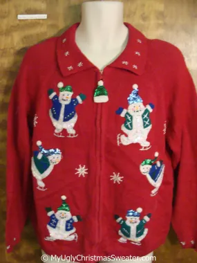 Sequin Snowmen and Bling Ugly Christmas Sweater