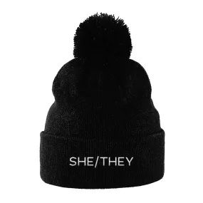 She/They Pronouns Beanie Hat