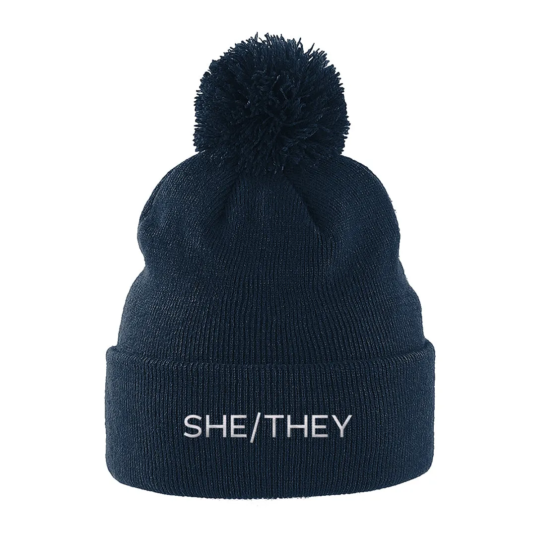 She/They Pronouns Beanie Hat