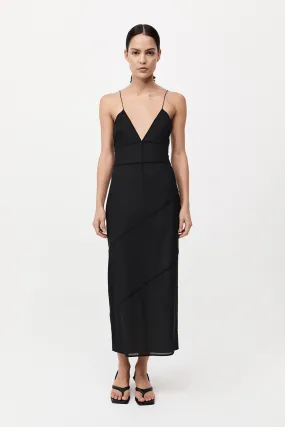 Silk Panelled Slip Dress - Black