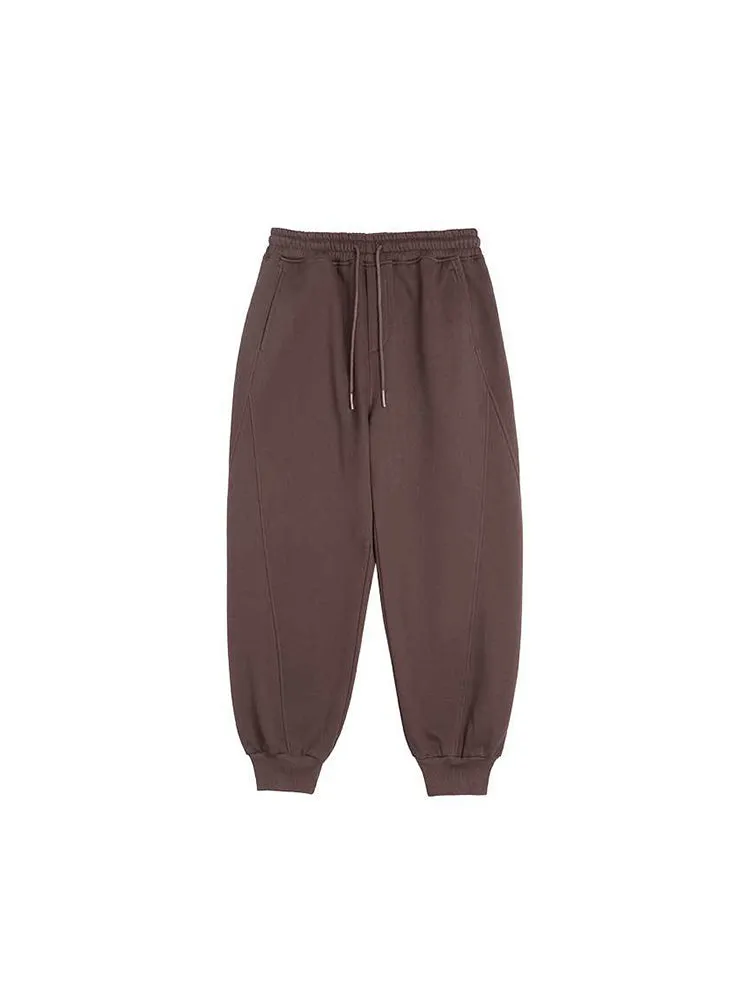 Solid-Color Warm-Padded Sweatpants With A Drawstring
