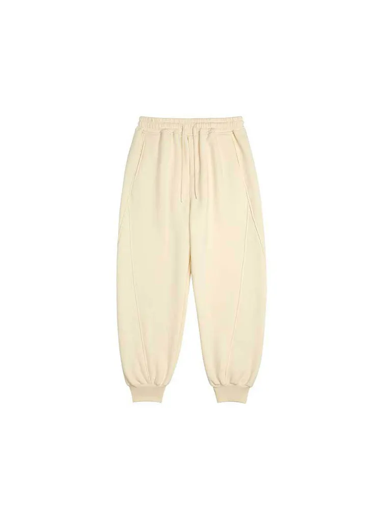 Solid-Color Warm-Padded Sweatpants With A Drawstring