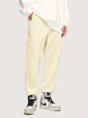 Solid-Color Warm-Padded Sweatpants With A Drawstring
