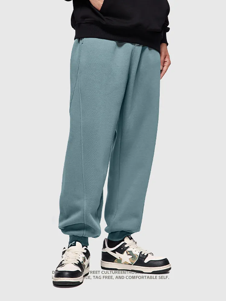 Solid-Color Warm-Padded Sweatpants With A Drawstring