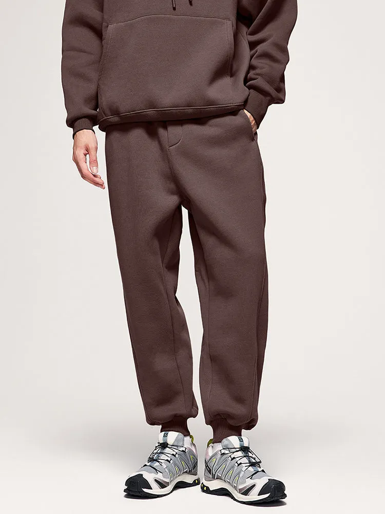 Solid-Color Warm-Padded Sweatpants With A Drawstring