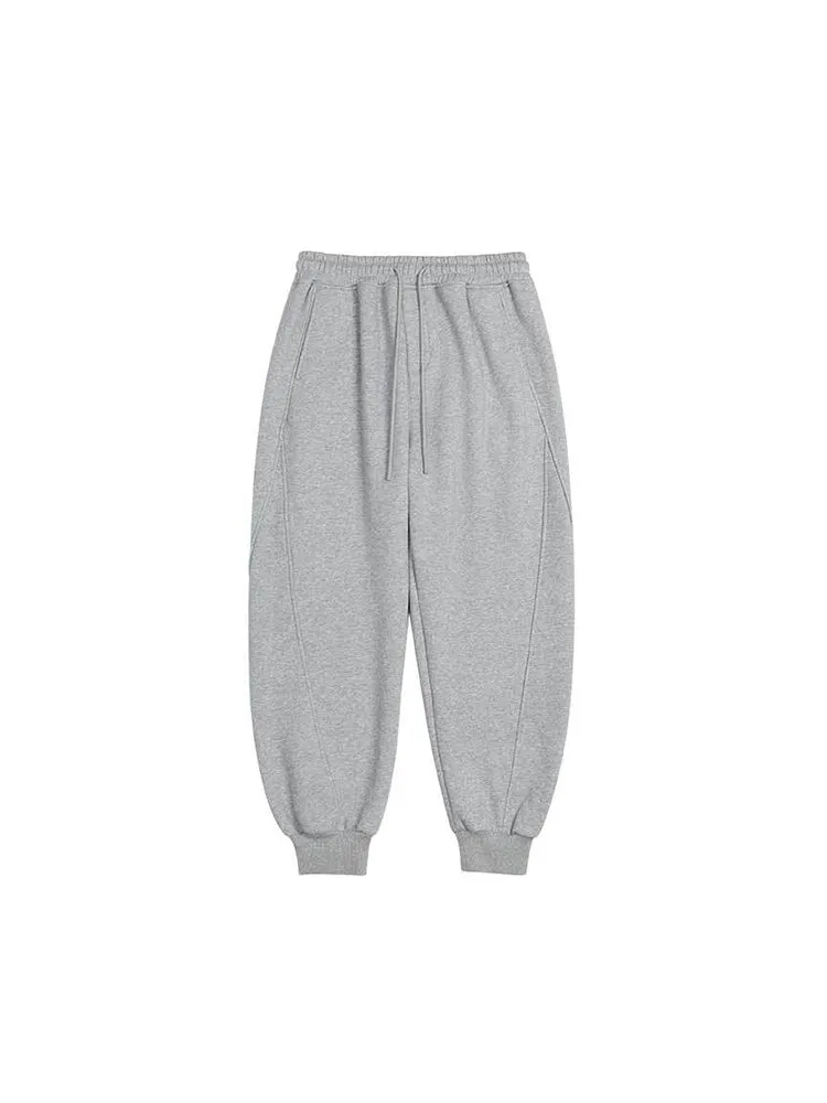 Solid-Color Warm-Padded Sweatpants With A Drawstring