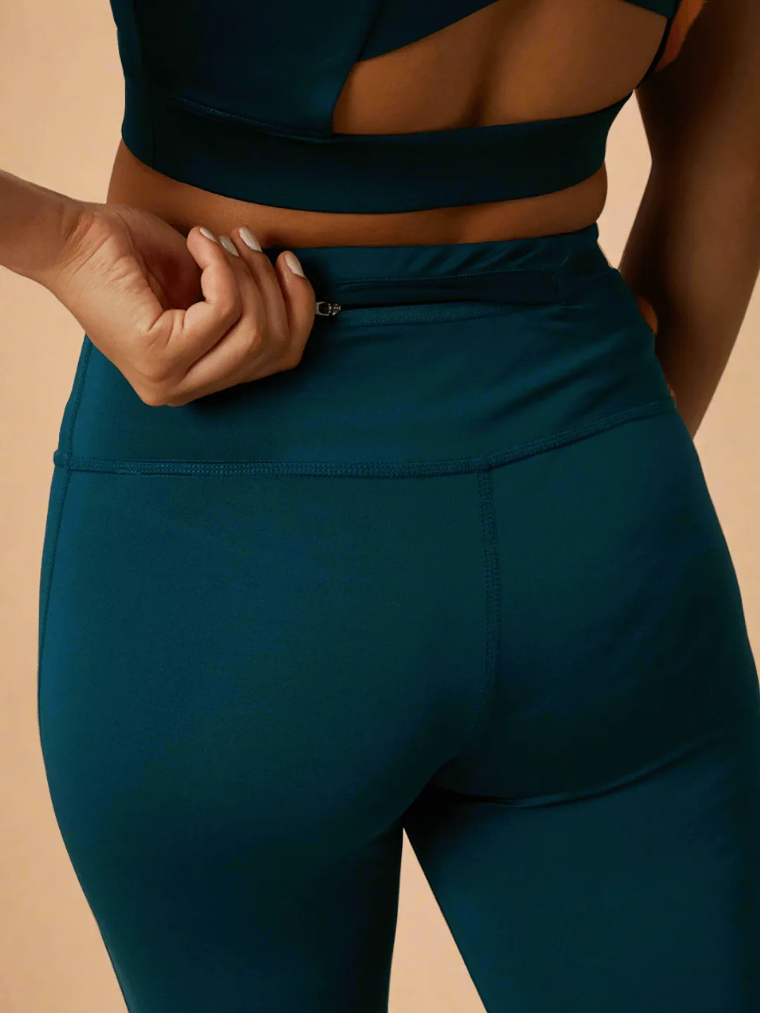 Teal Padded Cross Back Crop Top & 7/8 Leggings