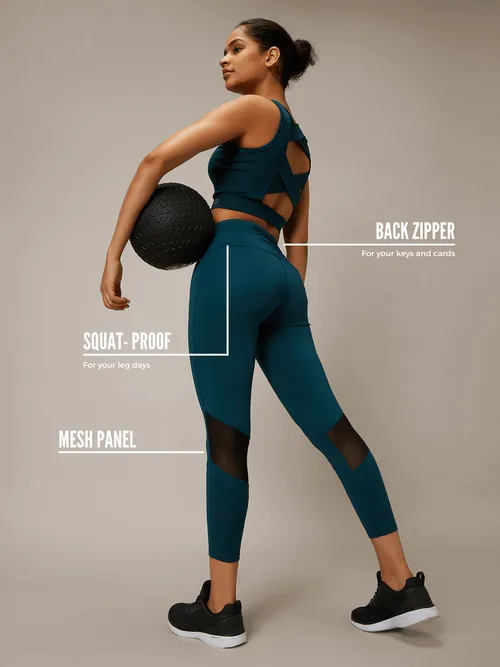 Teal Padded Cross Back Crop Top & 7/8 Leggings