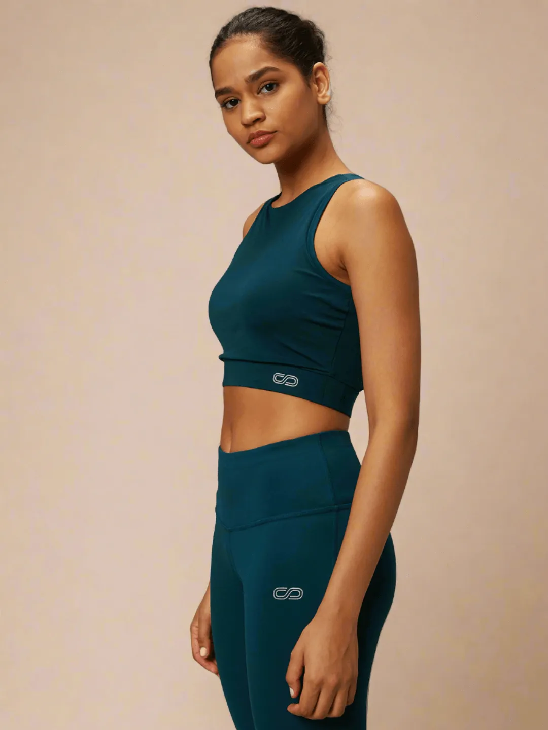 Teal Padded Cross Back Crop Top & 7/8 Leggings