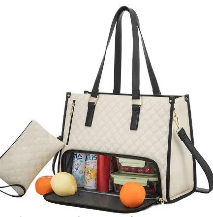 Thermal Tote Bag for Women | Quilted | Lunch   Laptop | Leak-Proof & Stylish