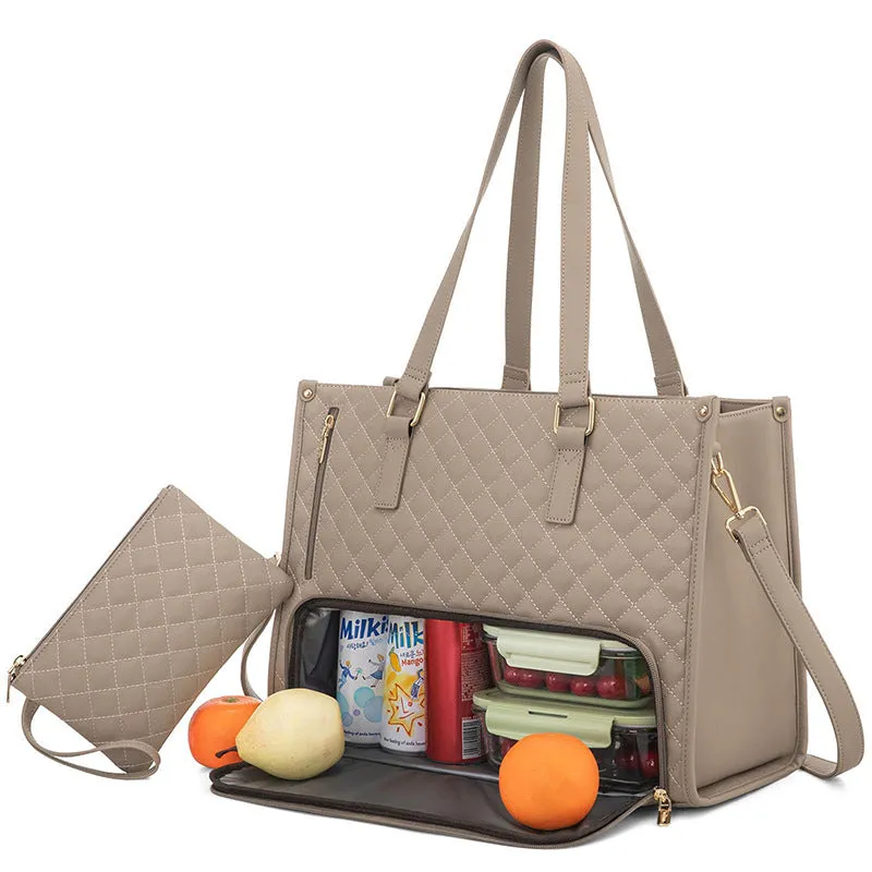 Thermal Tote Bag for Women | Quilted | Lunch   Laptop | Leak-Proof & Stylish