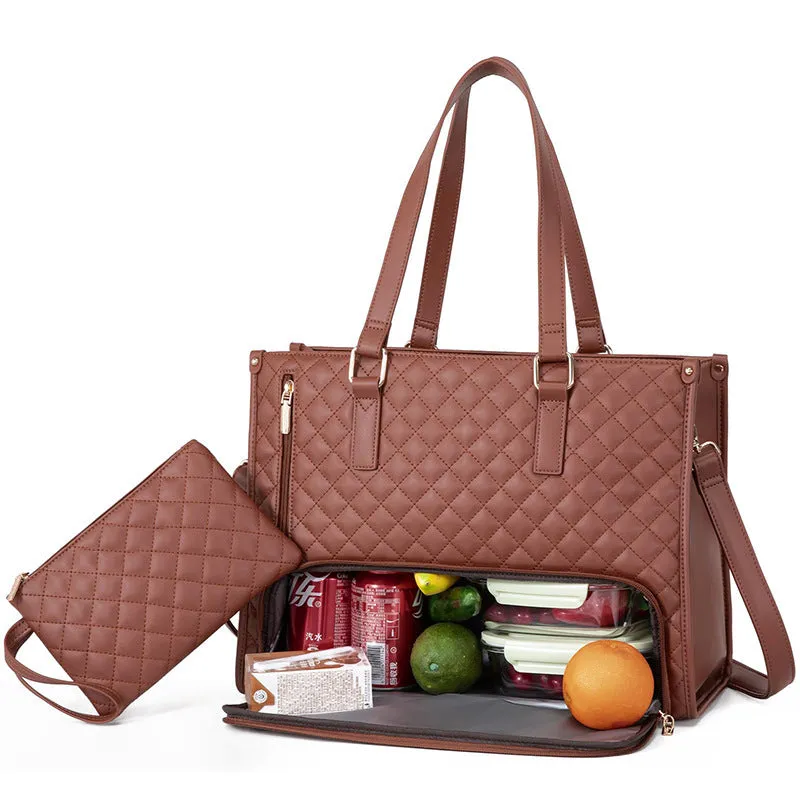 Thermal Tote Bag for Women | Quilted | Lunch   Laptop | Leak-Proof & Stylish