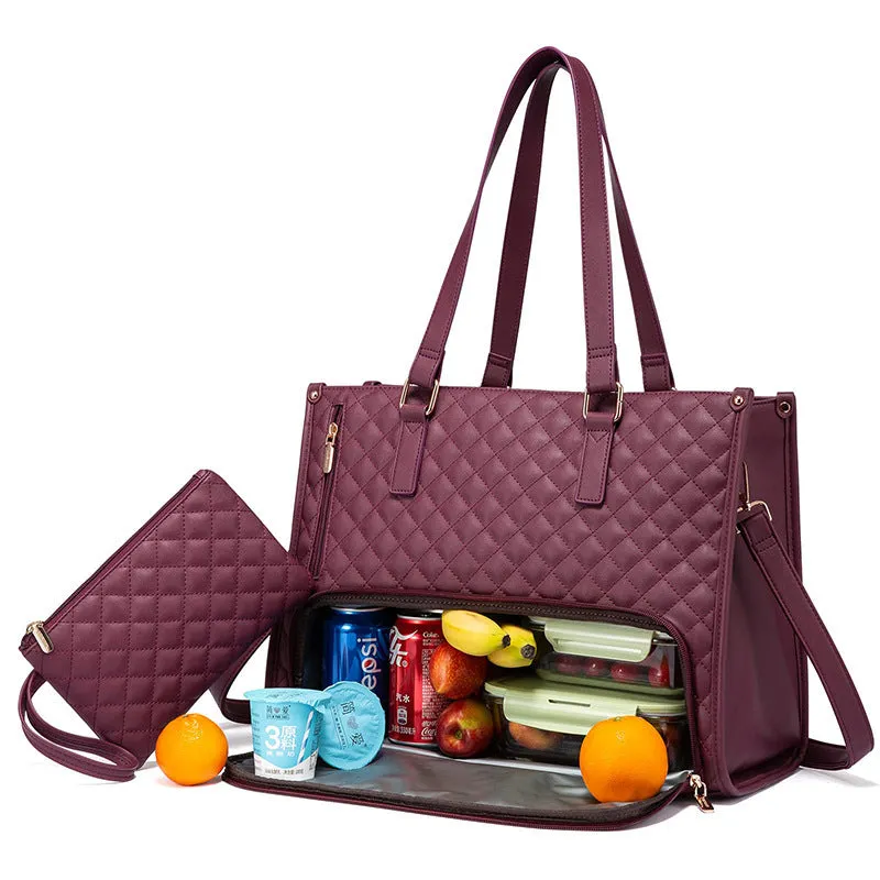 Thermal Tote Bag for Women | Quilted | Lunch   Laptop | Leak-Proof & Stylish