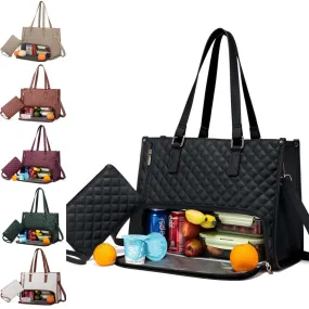 Thermal Tote Bag for Women | Quilted | Lunch   Laptop | Leak-Proof & Stylish