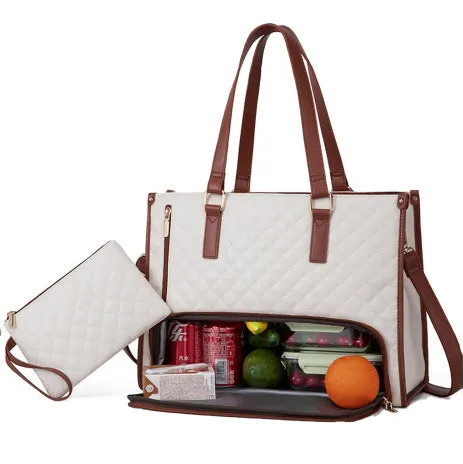 Thermal Tote Bag for Women | Quilted | Lunch   Laptop | Leak-Proof & Stylish