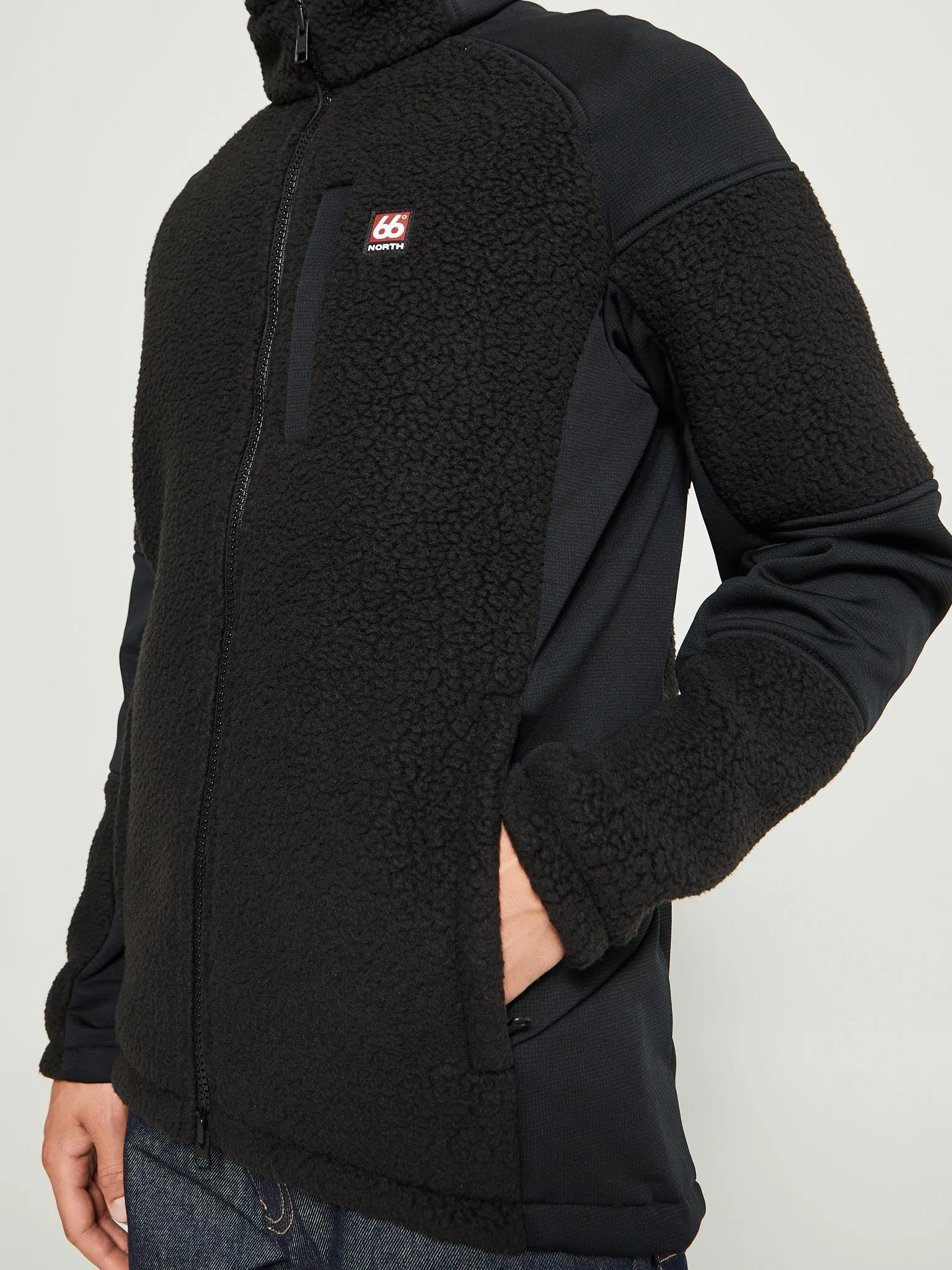 Tindur Technical Shearling Jacket in Black