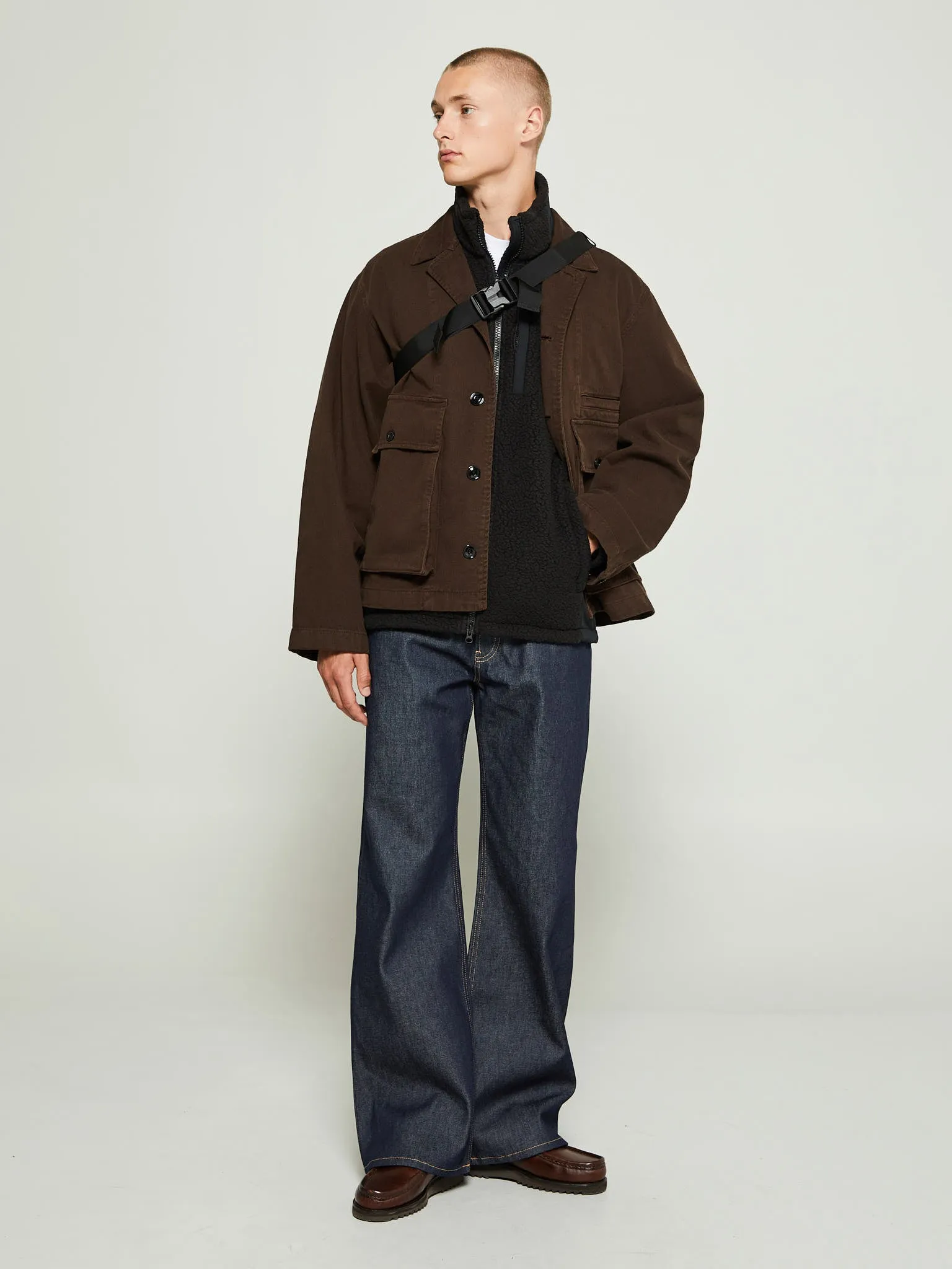 Tindur Technical Shearling Jacket in Black