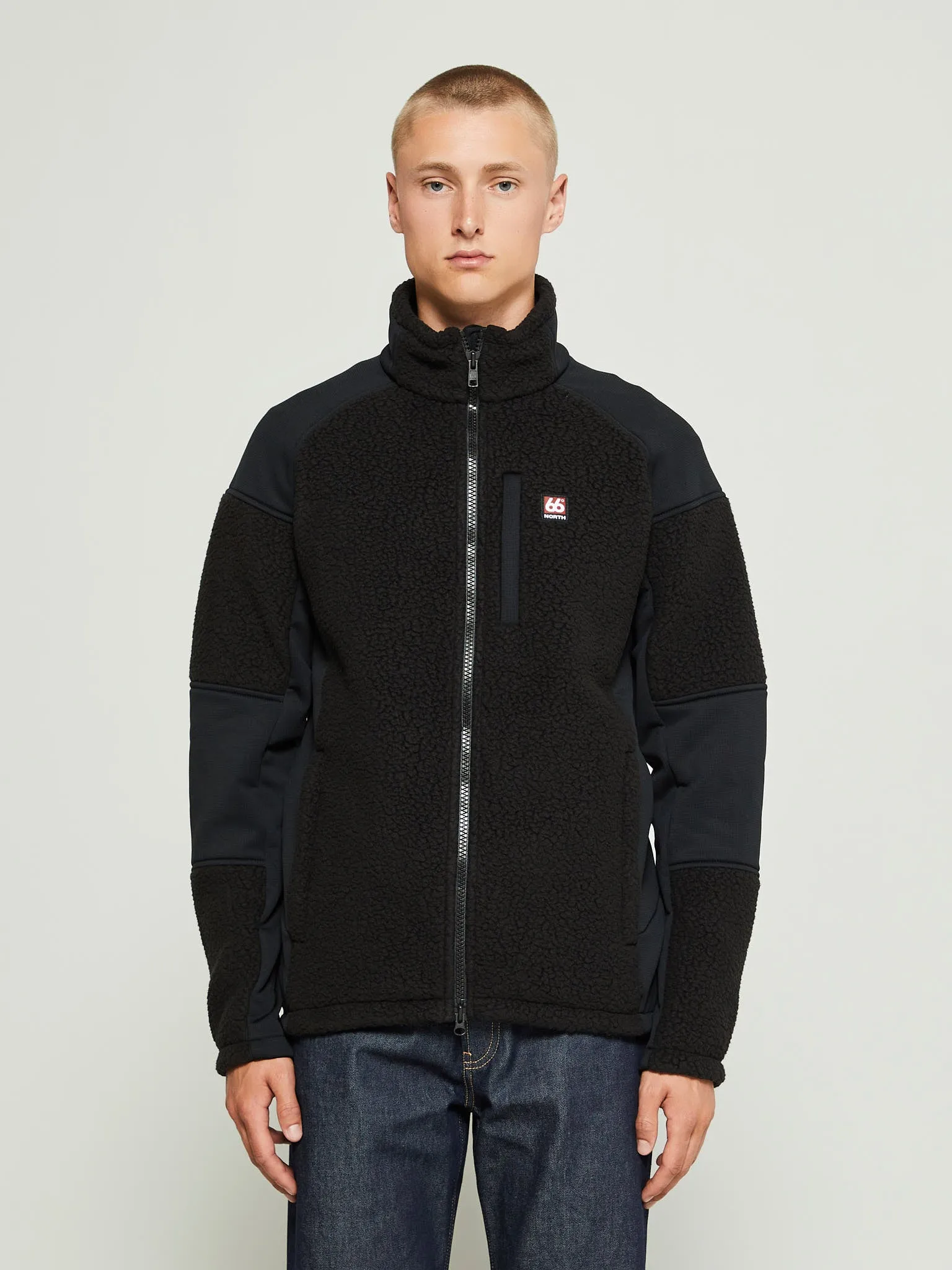 Tindur Technical Shearling Jacket in Black