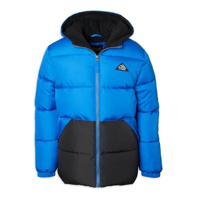 Toddler Boy Colorblock Puffer with Knit Hat - ZB143