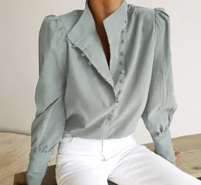 Turtleneck Blouse Shirt | Women Long Sleeve Blouse | White Blouse | White Lantern Sleeve Blouse | Women White Shirt | Women Casual Blouse