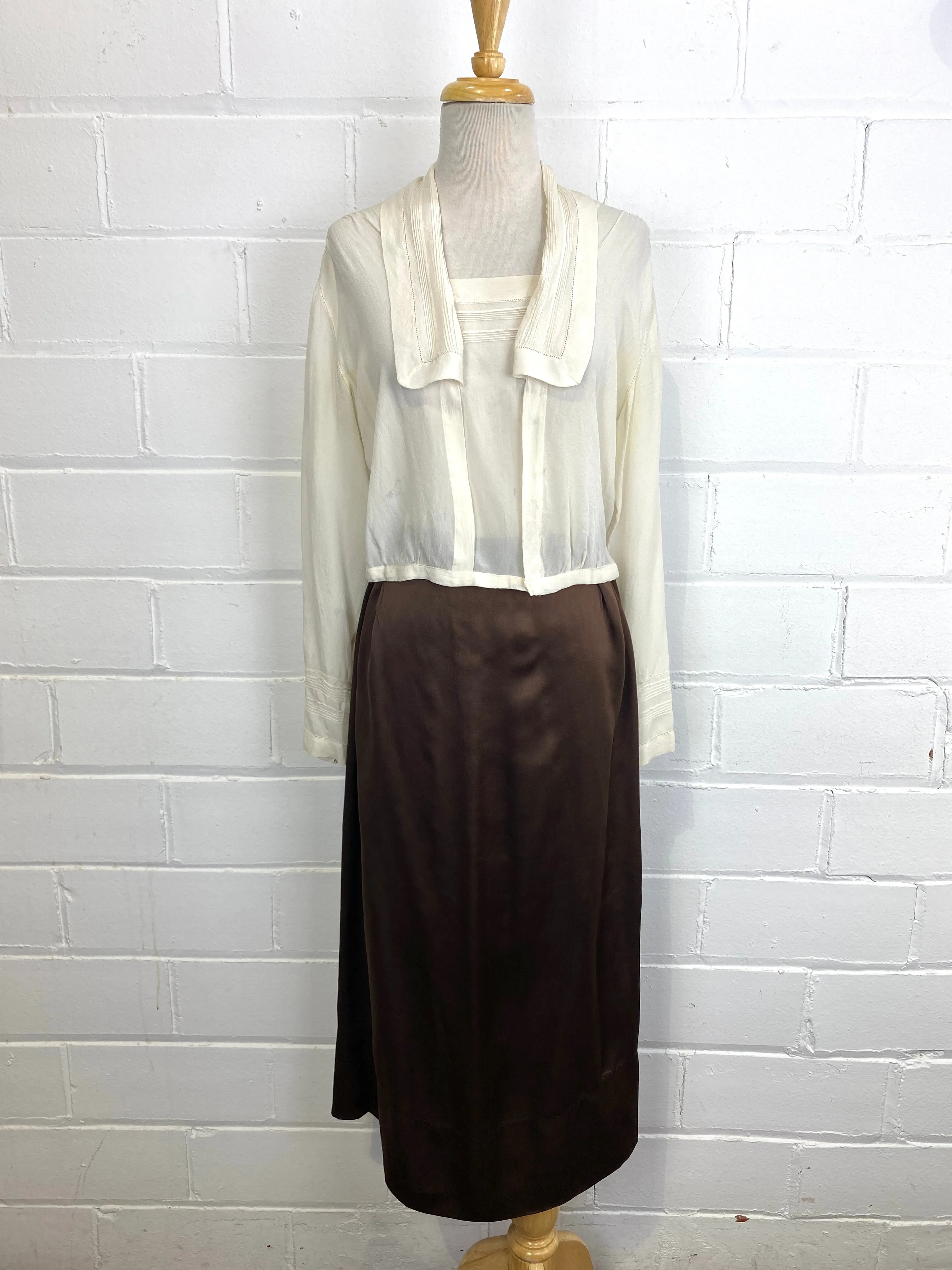 Vintage 1920s Chocolate Brown Liquid Satin Slip