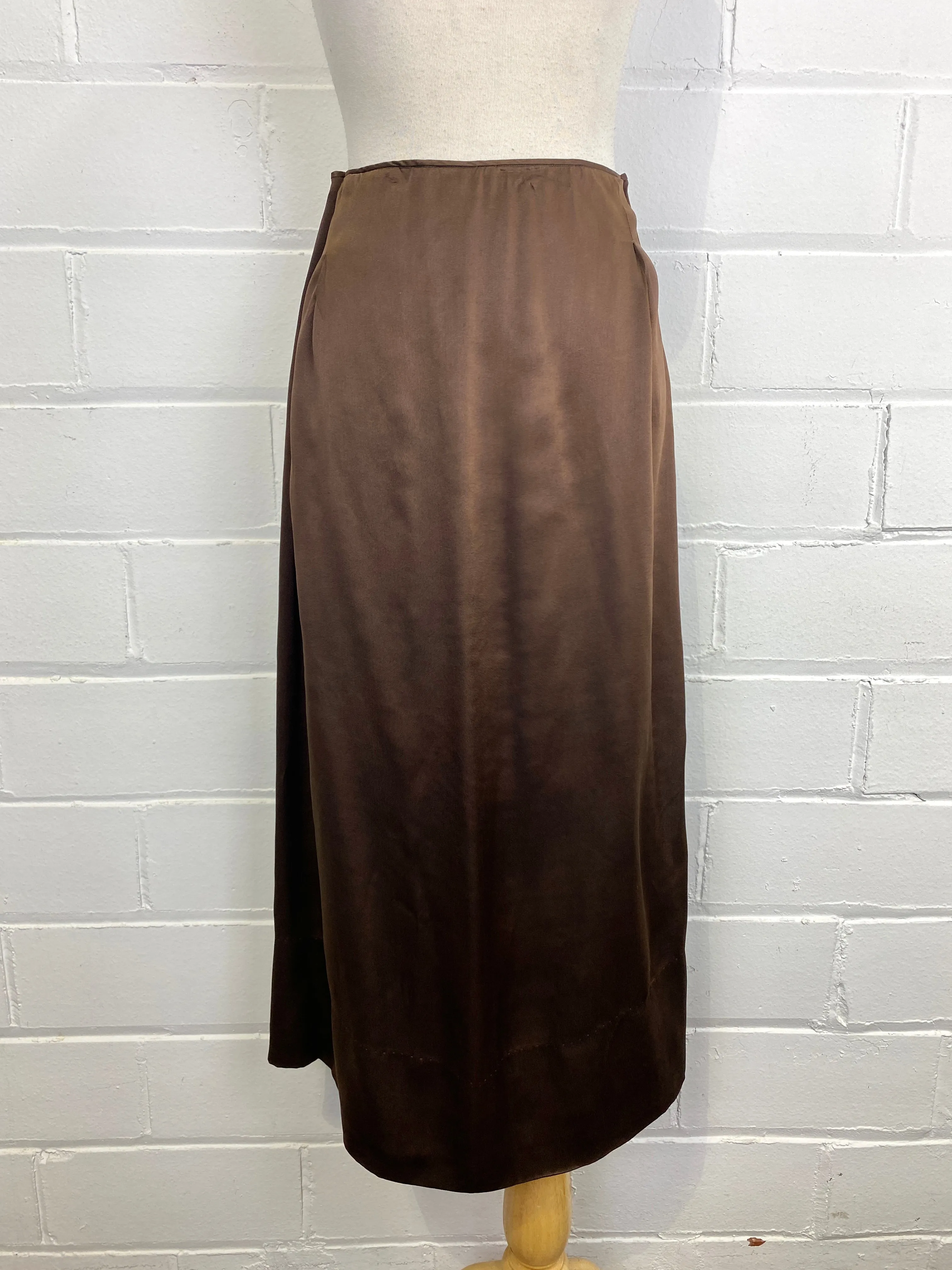 Vintage 1920s Chocolate Brown Liquid Satin Slip