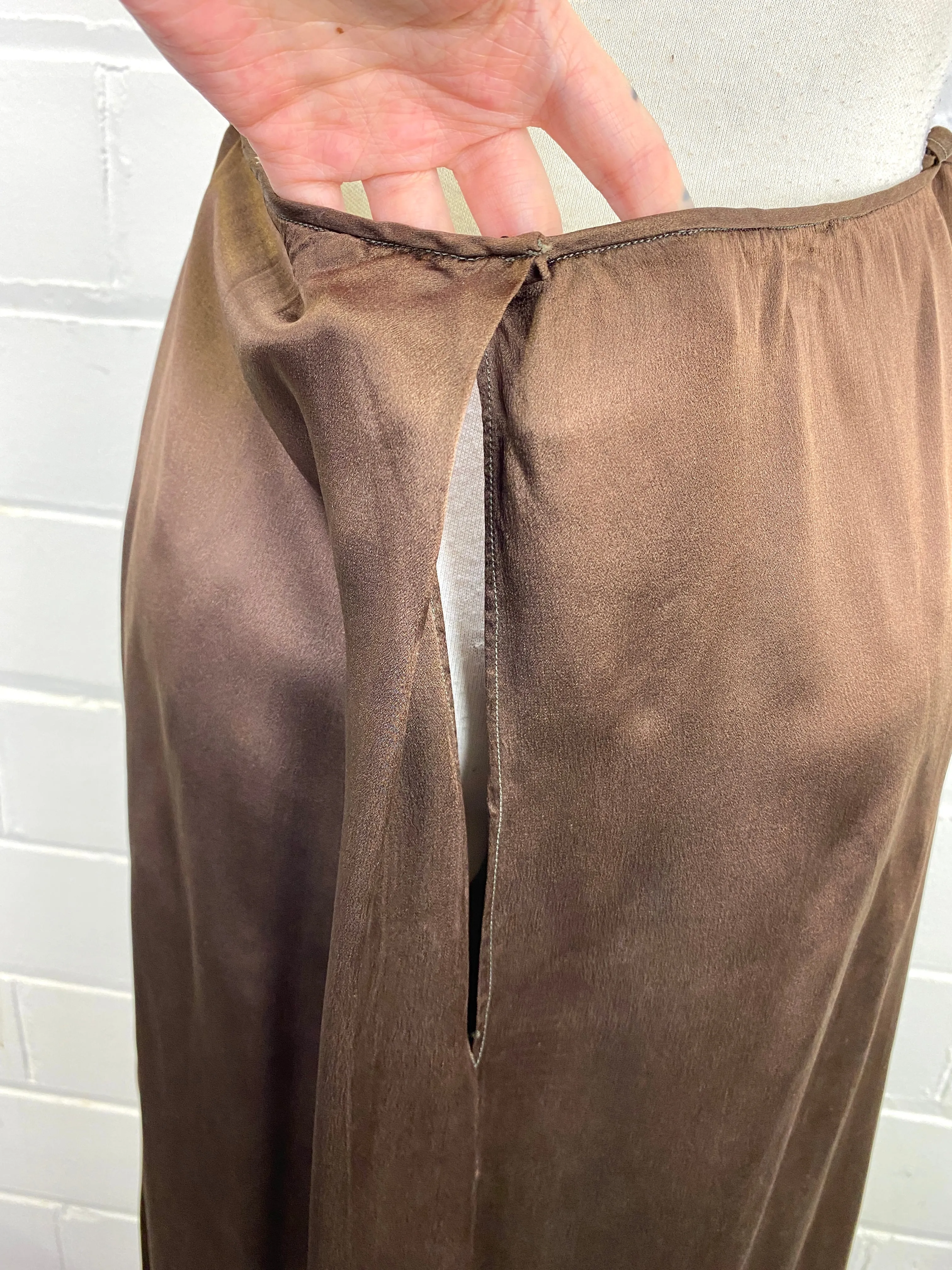 Vintage 1920s Chocolate Brown Liquid Satin Slip