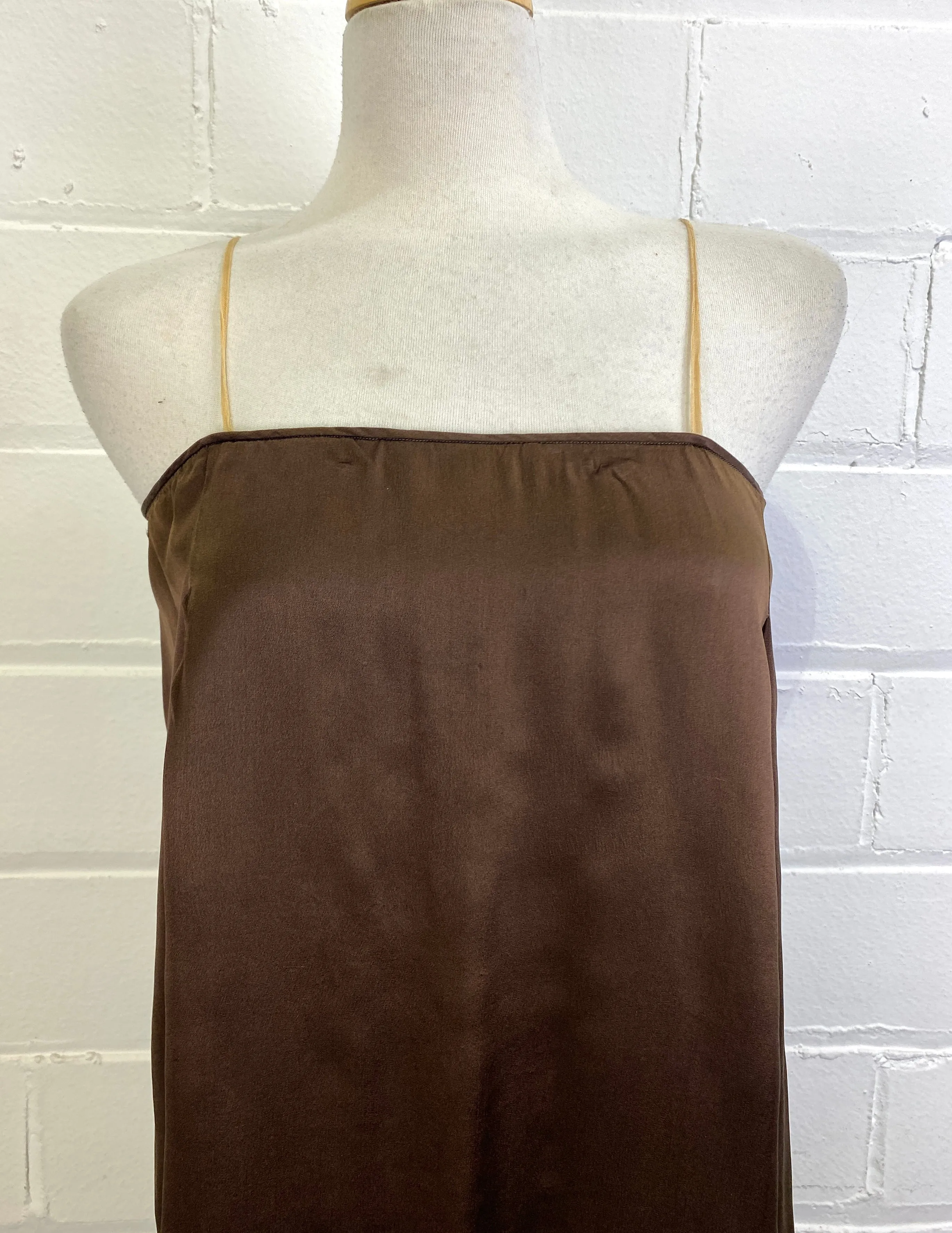 Vintage 1920s Chocolate Brown Liquid Satin Slip