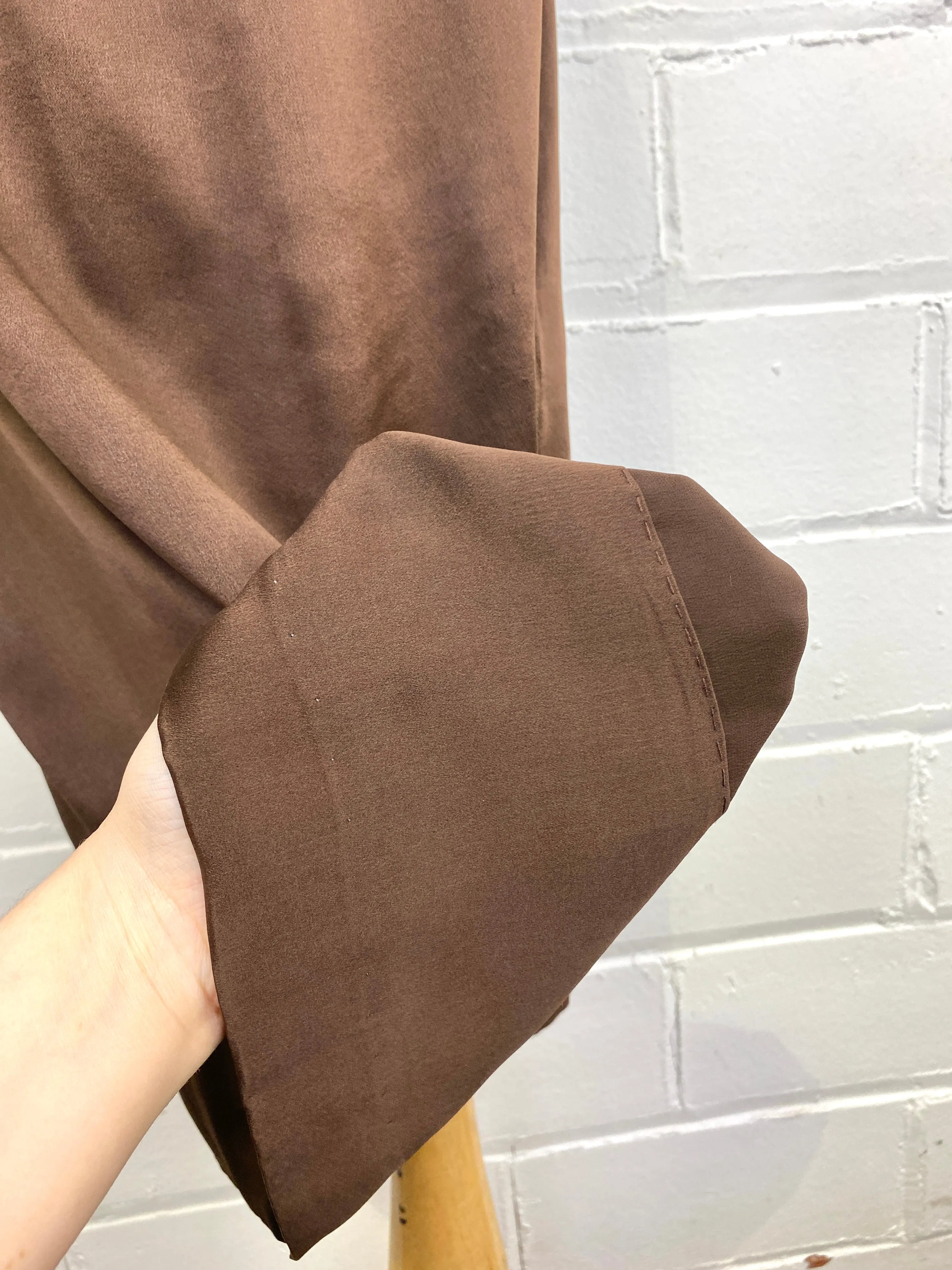 Vintage 1920s Chocolate Brown Liquid Satin Slip